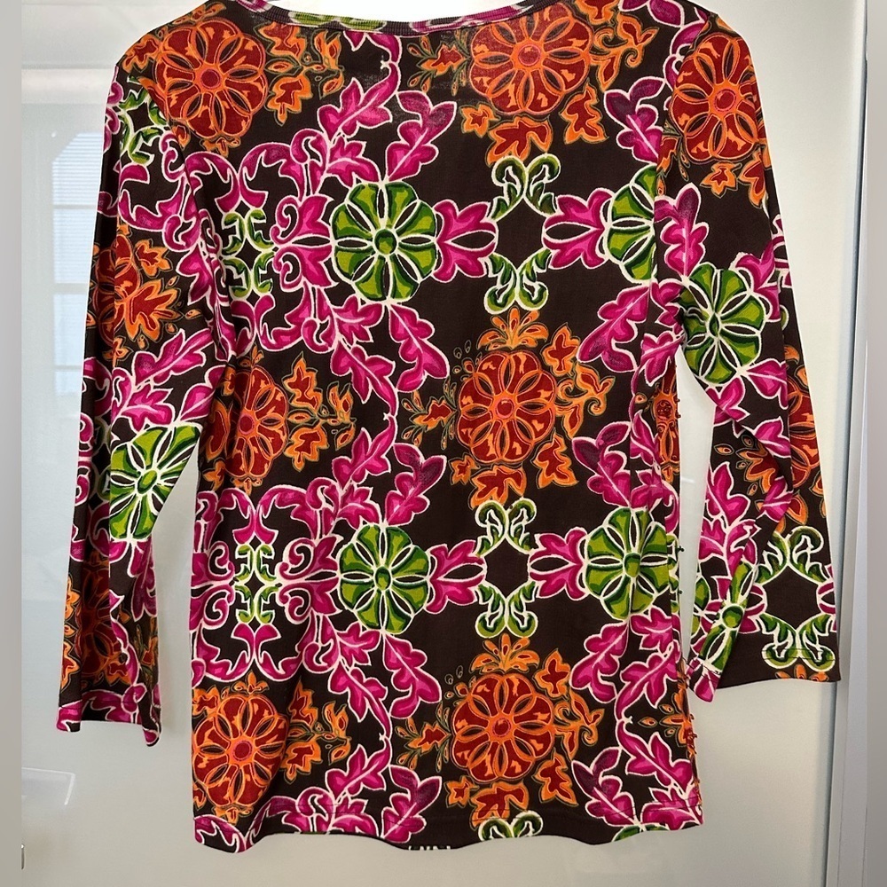 Vintage Take Two Clothing Co Pink Green 3/4 Sleeve Sequin T-Shirt Womens Medium - Picture 3 of 5